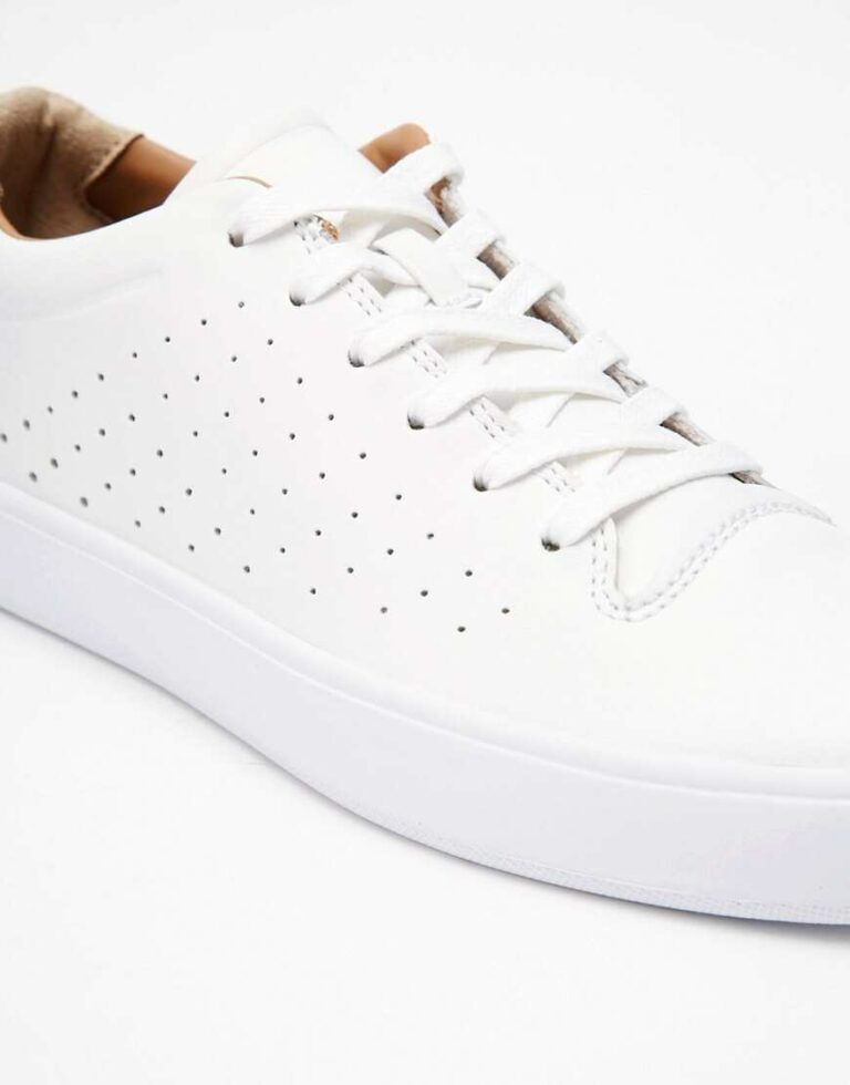 black and white leather trainers